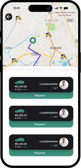 Keke app — map and ride options